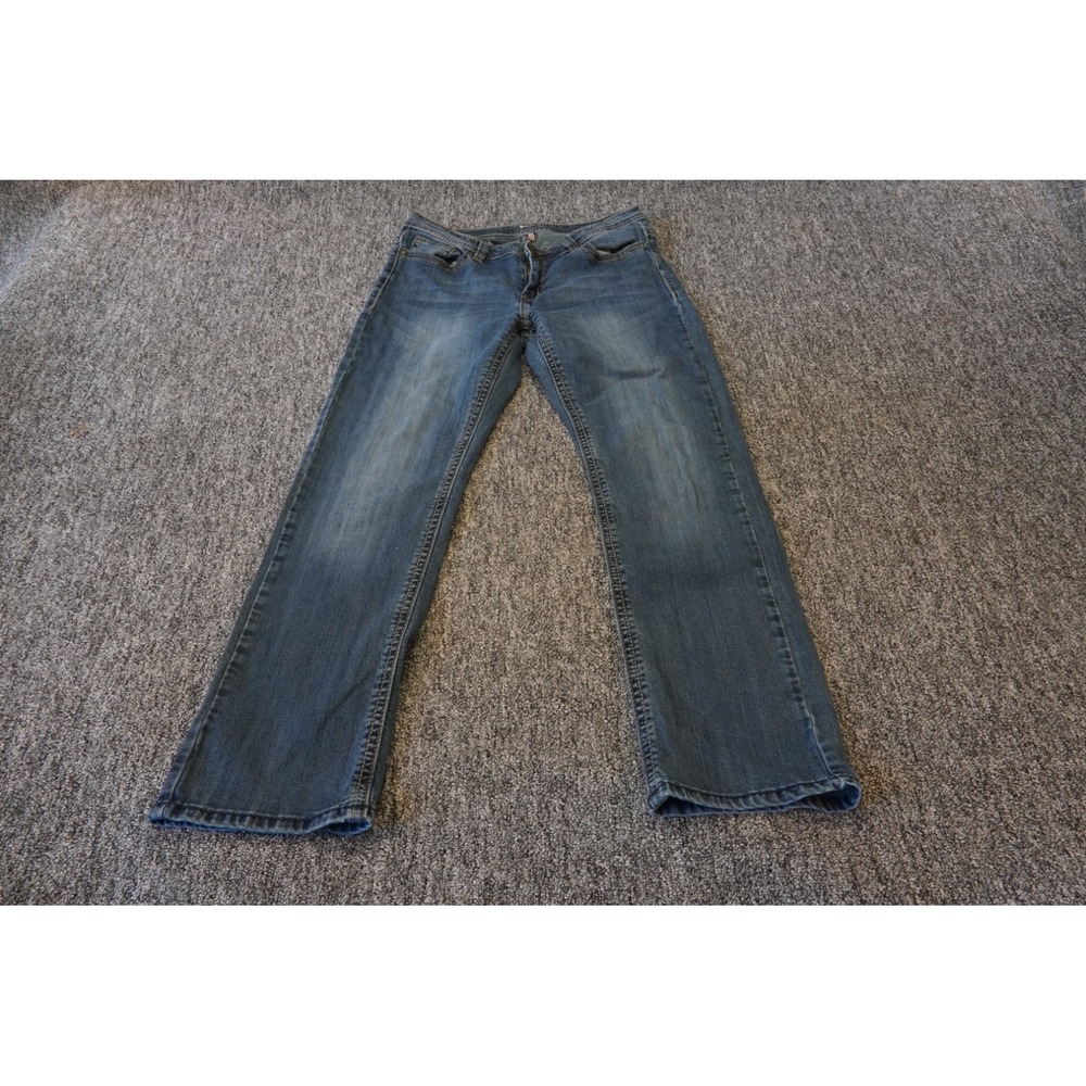Reba Jeans Womens 10 Blue Denim Cotton Stretch Embroidered Pocket Straight Leg
